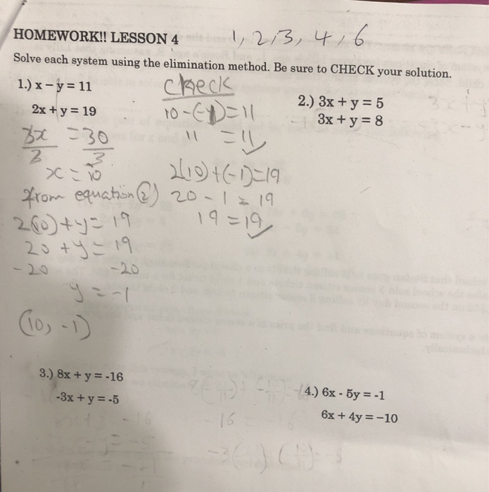 Solve The Following System Of Equations Algebraically And Check 2x 3y 11 Tessshebaylo