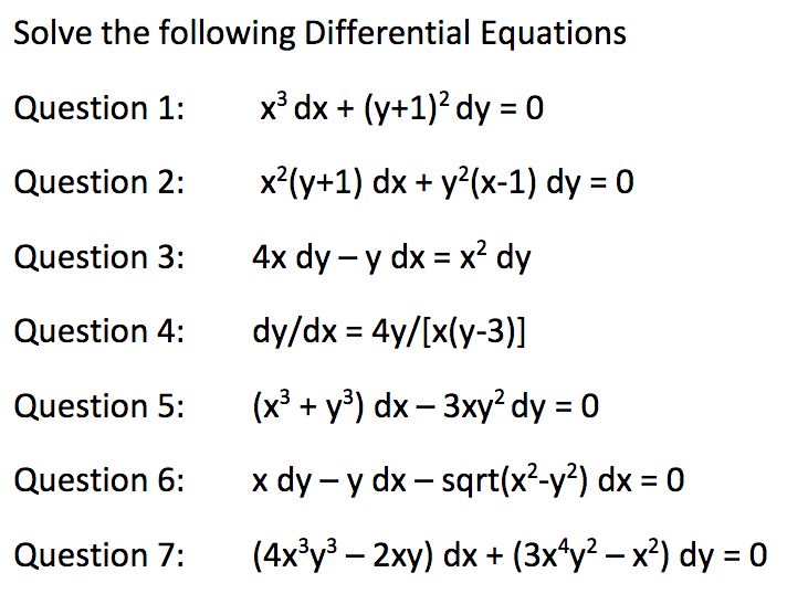 Solved Solve The Following Differential Equations Question Chegg Com