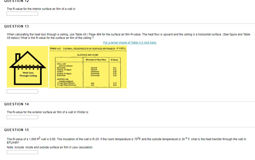 Solved Question 12 The R Value For The Interior Surface A