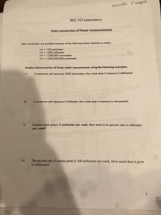 Solved Bio 101 Laboratory Inter Conversion Of Linear Chegg Com