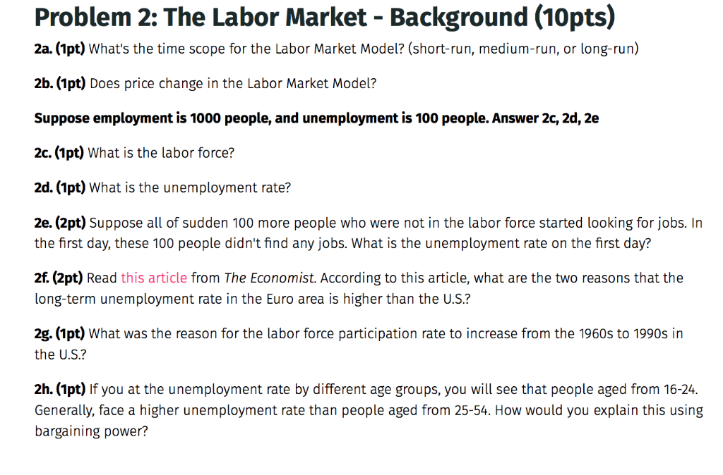 Solved Problem 2 The Labor Market Background 10pts 2 - 