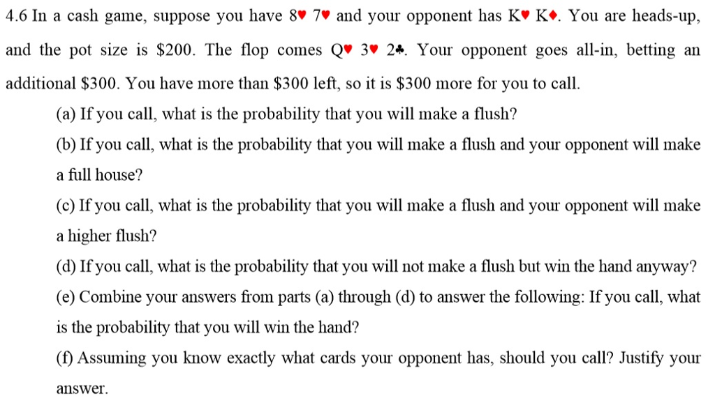 Heads up poker cash game