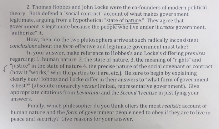 Реферат: The Political Theories Of Locke And Hobbes