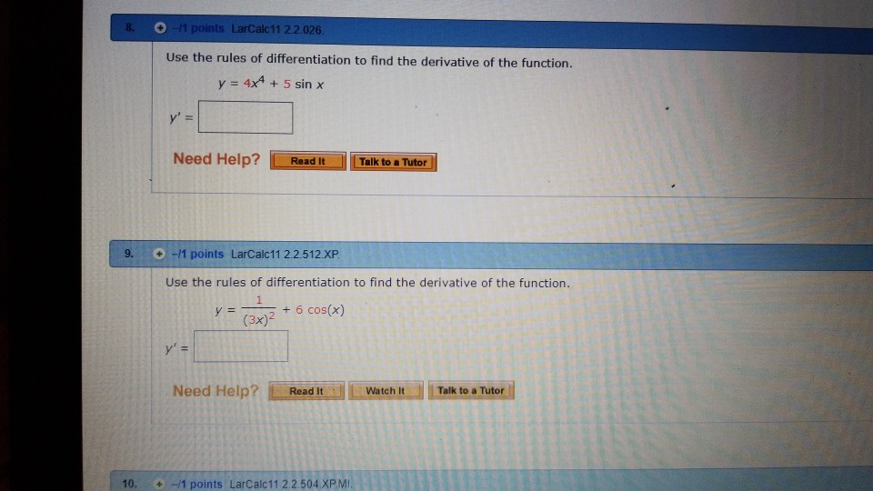 Larcalc112 2 026 Use The Rules Of Differentiation To Chegg Com