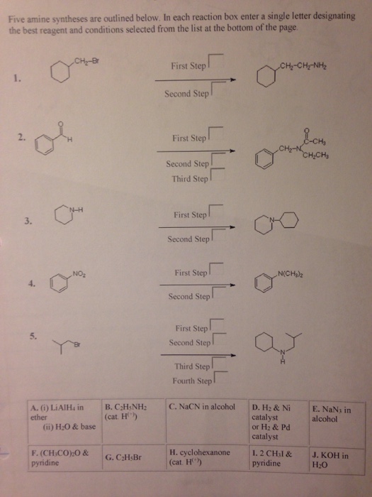 Solved Five Amine Syntheses Are Outlined Below In Each R Chegg Com