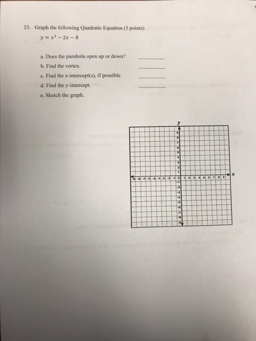 Solved 23 Graph The Following Quadratic Equation 5 Poin Chegg Com