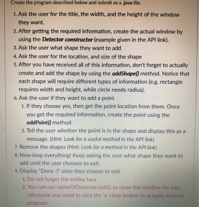 Create the program described below and submit as a java file. 1. Ask the user for the title, the width, and the height of the