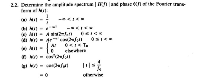 Solved 2 2 Determine The Amplitude Spectrum H F And Chegg Com