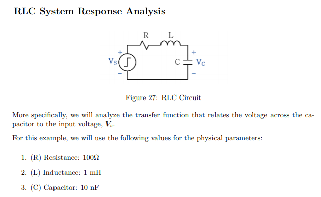 Solved Derive The Transfer Function Model For The Rlc Chegg Com