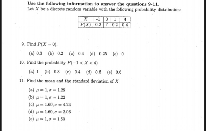 Solved Use The Following Information To Answer The Questi Chegg Com