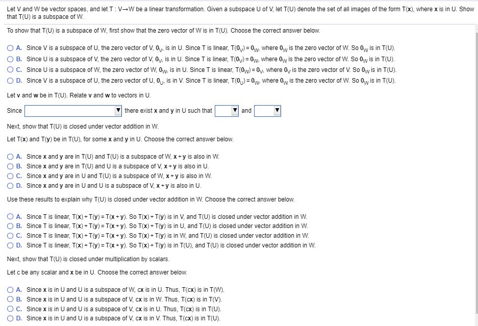 Solved Let V And W Be Vector Spaces And Let T V W Be A Chegg Com