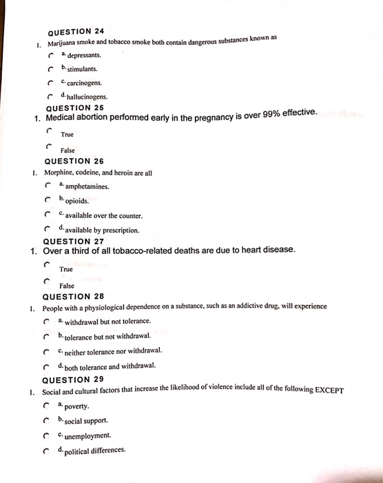 Solved QUESTION 24 Marijuana smoke and tobacco smoke both
