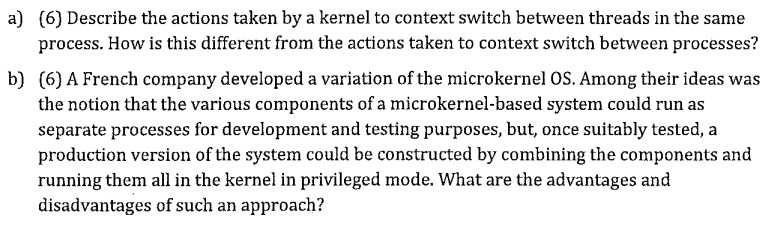 describe the actions taken by a kernel to context switch