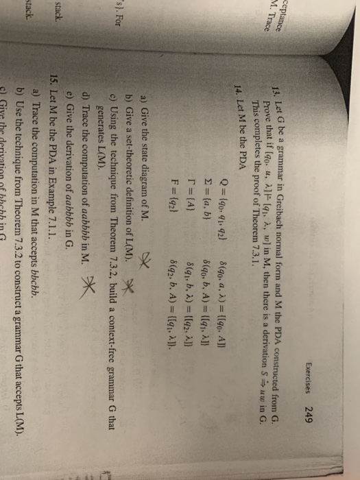 Solved Ug W Lu B W Prefix Containing B S S Example Baa Abba Abbaaa E L b bbab Fl Construct P Q