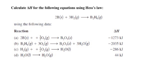 Solved Calculate Ah For The Following Equations Using Hes Chegg Com