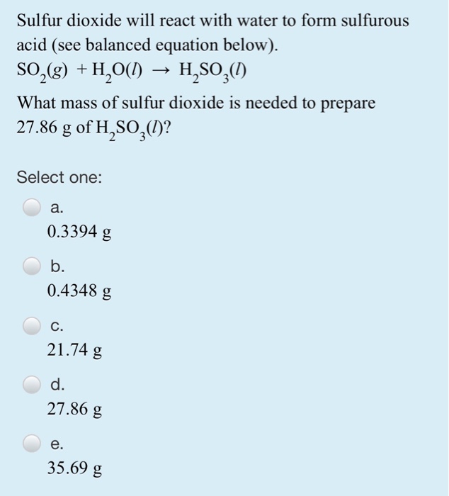 Sulfur and water reaction