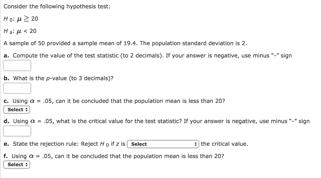 Solved Consider The Following Hypothesis Test H 0 M Chegg Com