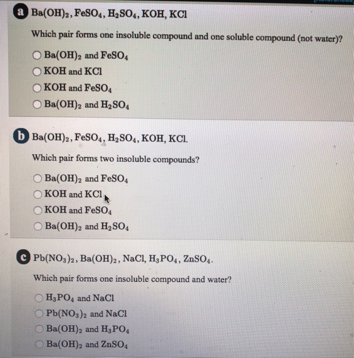 Phản ứng hóa học giữa KCl và Ba(OH)<sub onerror=