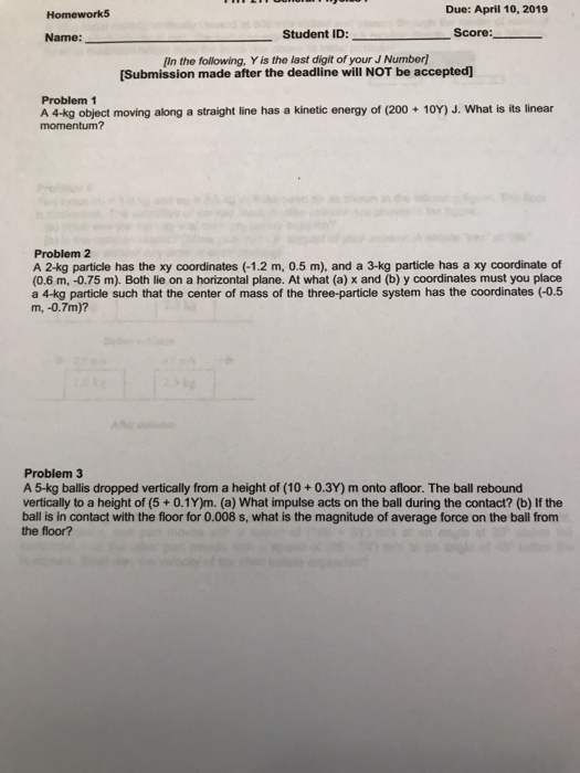 Due April 10 19 Score Student Id Name In Chegg Com