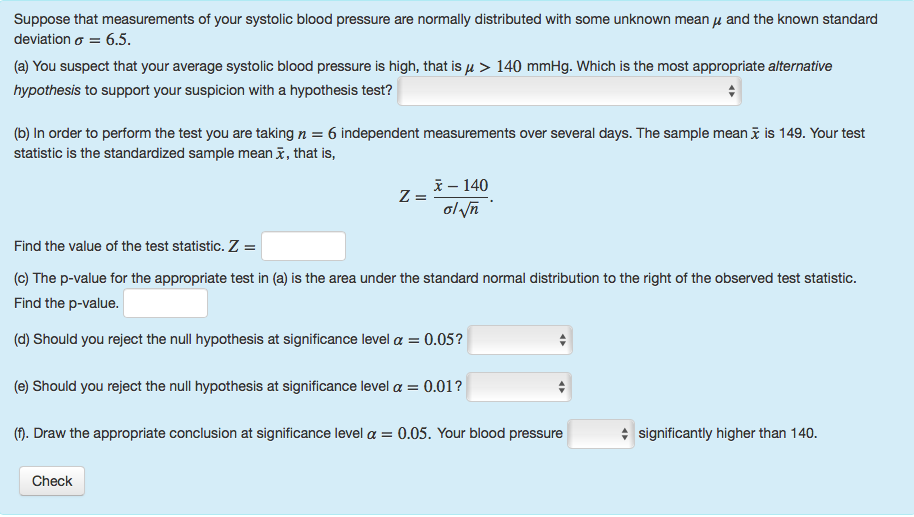 Solved Suppose That Measurements Of Your Systolic Blood P Chegg Com