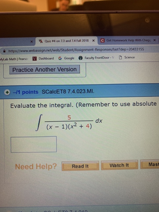 Solved Quiz 4 On 7 3 And 7a Fall 2018 E Get Homework H