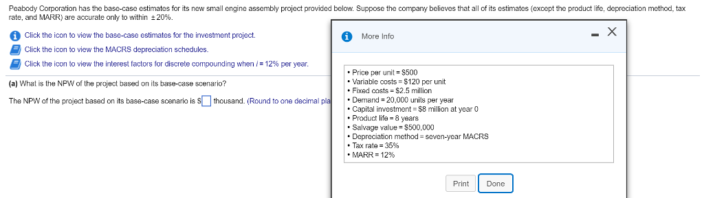 A What Is The Npw Of The Project Based On Its Chegg Com