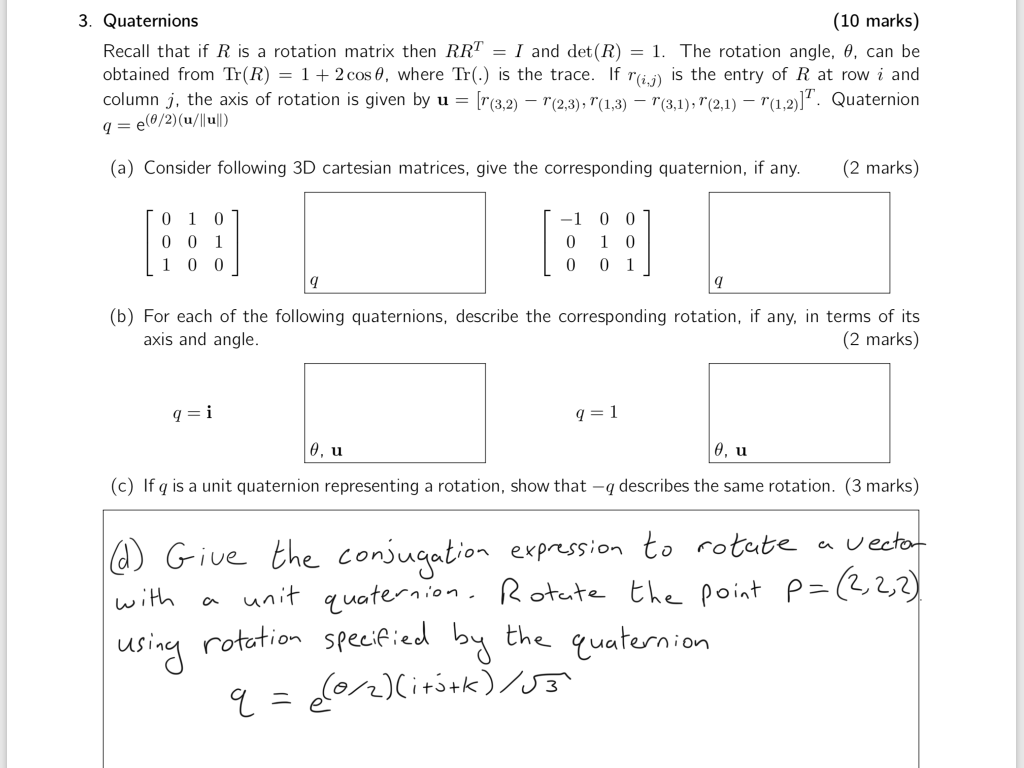 3 Quaternions 10 Marks Recall That If R Is A Ro Chegg Com