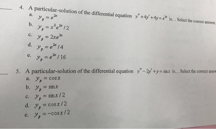 A Particular Solution Of The Differential Equation Y Chegg Com