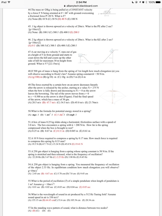 Solved Ipad令 2 34 Pm 44 The Mass M kg Is Being Pulled Chegg Com