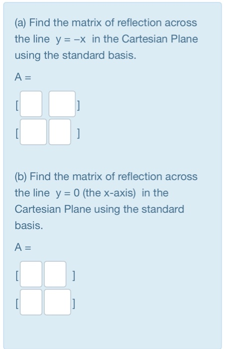 Solved A Find The Matrix Of Reflection Across The Line Y Chegg Com