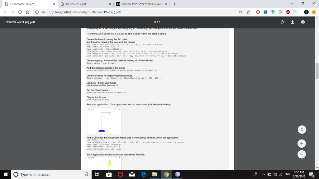 CS282Lab01 (6),pdf С CS282Lab01 (6).pdf x0133593517 pdf How to Take Screenshots in Win x (D File | C:/Users/laith/Downloads/C