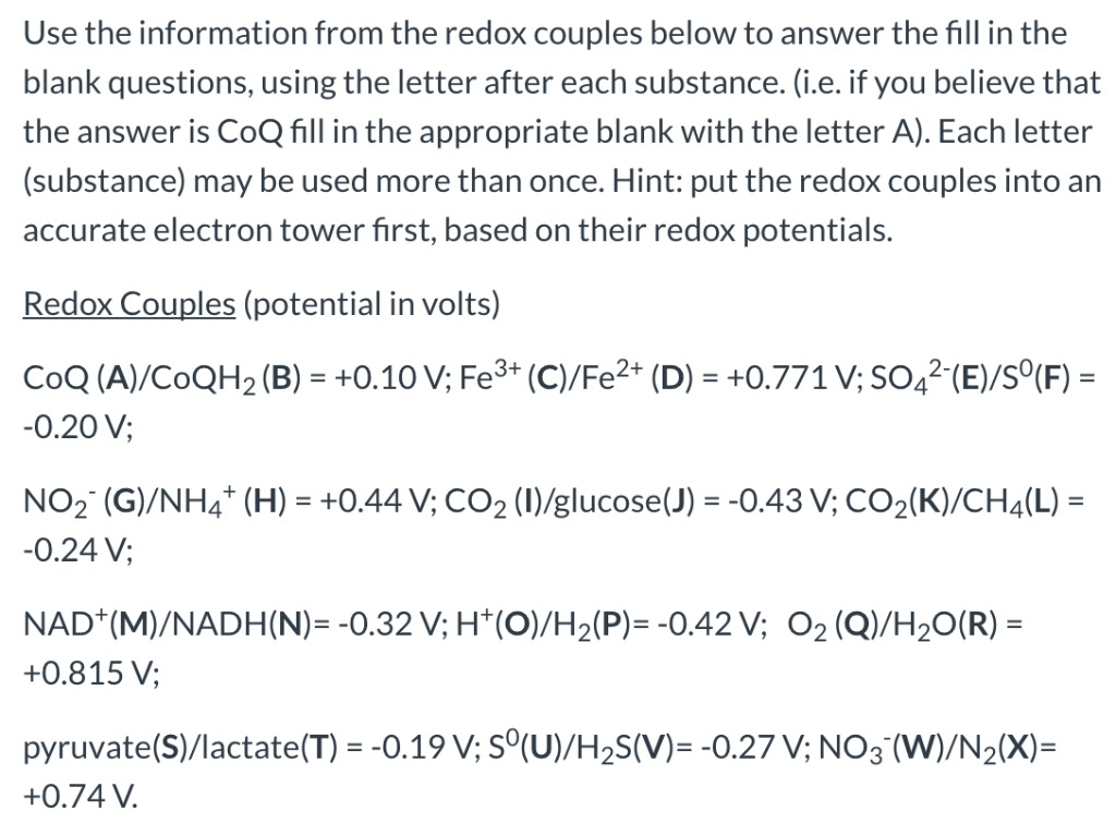 Solved Redox If A Bacterium Were A Nitrogenous Reducing Chegg Com