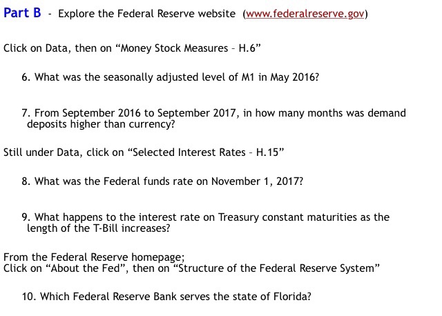 Solved Part B Explore The Federal Reserve Website Www Fe