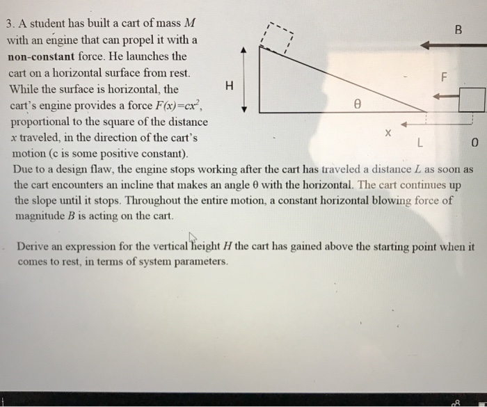 Solved 3 A Student Has Built A Cart Of Mass M With An Chegg Com