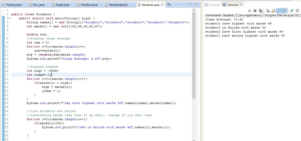 Solved Write Java Program Following Declares 1 D Arrays Hold Names Final Marks Comp 1130 Fall 1 Q 1