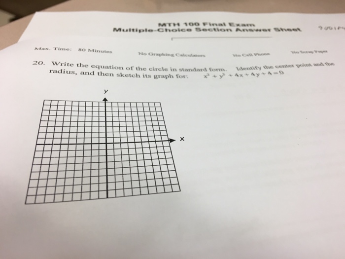 Solved Write The Equation Of The Circle In Standard Form