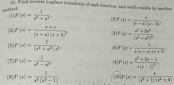 Solved 1 Find Inverse Laplace Transform Of Each Function Chegg Com