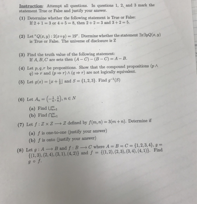 Solved Instruction Attempt All Questions In Questions 1 Chegg Com