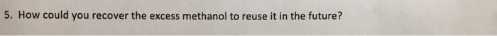 5. How could you recover the excess methanol to reuse it in the future?