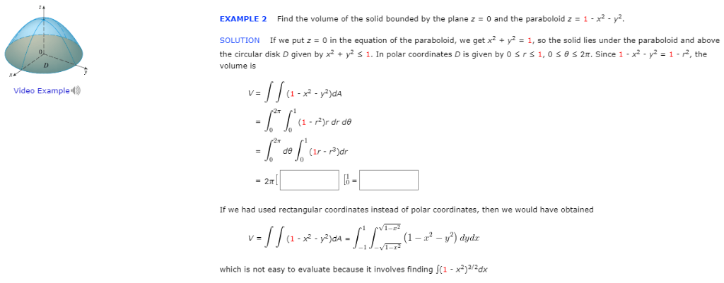 Example 2 Find The Volume Of The Solid Bounded By The Chegg Com