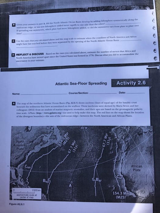 Solved Atlantic Sea Floor Spreading Activity 2 6 Date Na