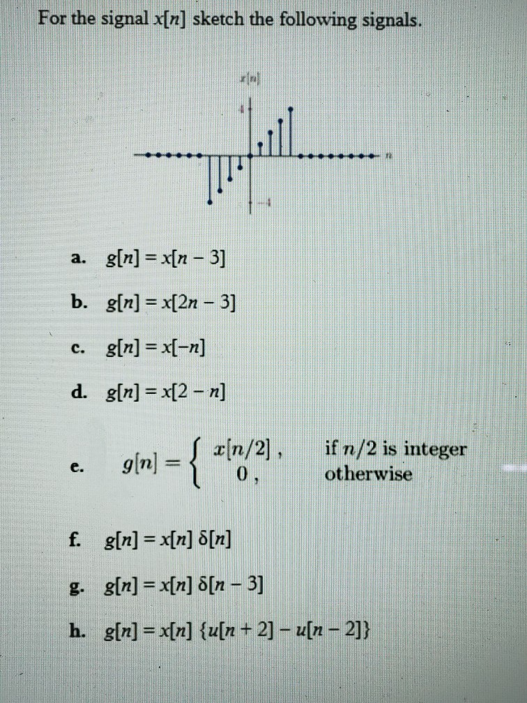 Solved For The Signal X N Sketch The Following Signals Chegg Com