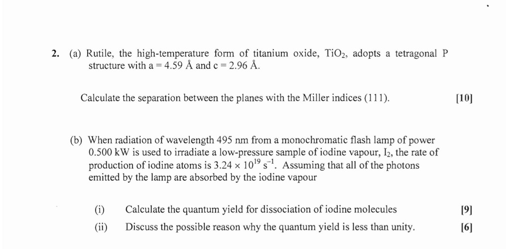 Solved 2 A Rutile The High Temperature Form Of Titani Chegg Com