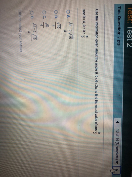 Solved Est Test 2 This Question 7 Pts 13 Of 14 8 Chegg Com Solved Est Test 2 This Question 7 Pts 13 Of 14 8 Chegg Com
