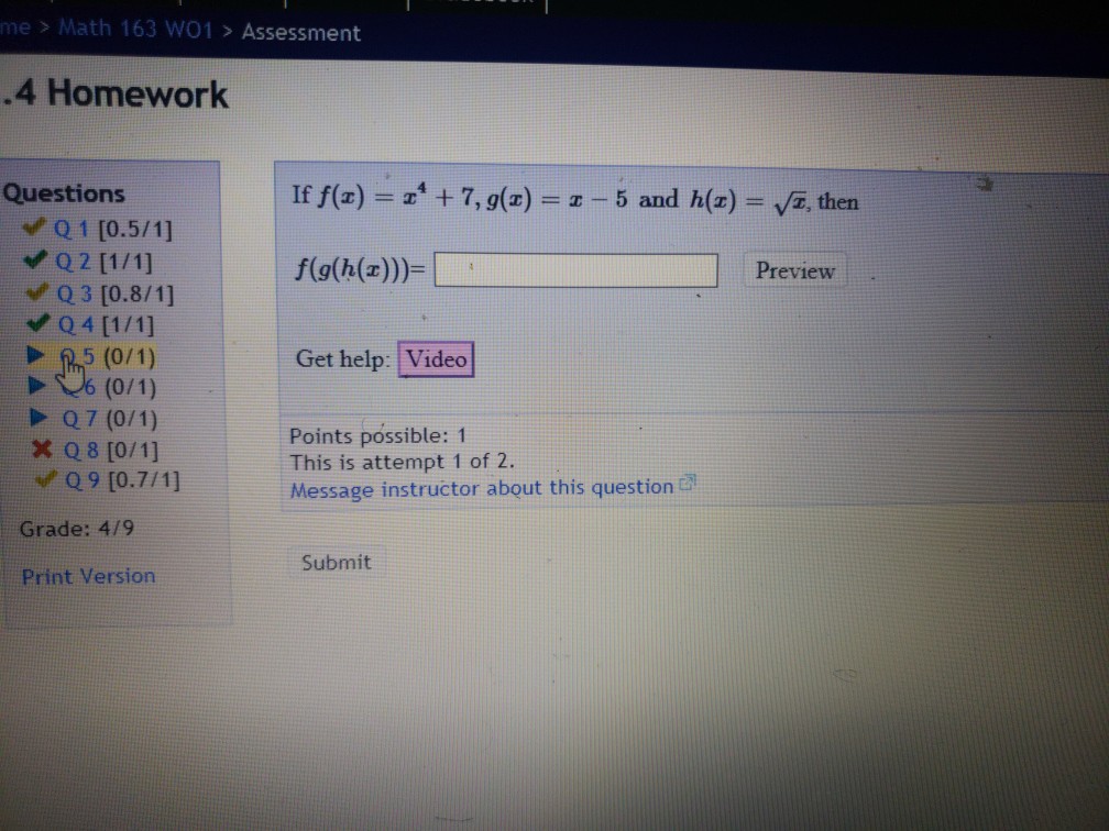 Solved Me Math 163 Wo1 Assessment 4 Homework If F X Chegg Com