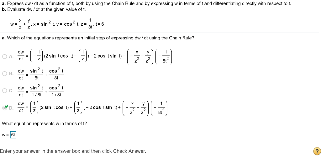 Solved A Express Dw Dt As A Function Of T Both By Using Chegg Com