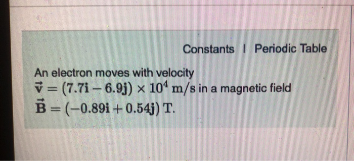 Solved An Electron Moves With Velocity V 7 7i 6 9j X10 Chegg Com