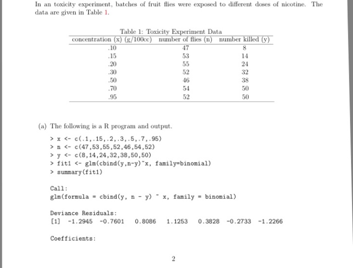 Solved In An Toxicity Experiment Batches Of Fruit Flies Chegg Com