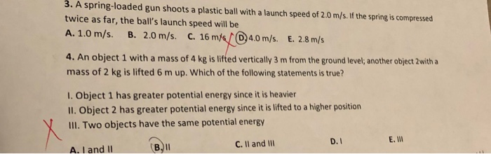 3 A Spring Loaded Gun Shoots A Plastic Ball With A Chegg 