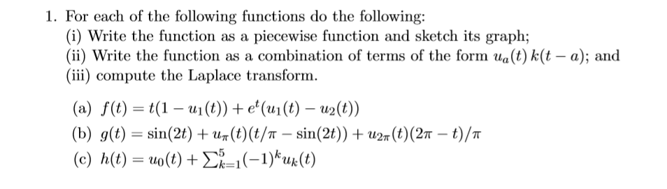 Solved 1 For Each Of The Following Functions Do The Foll Chegg Com